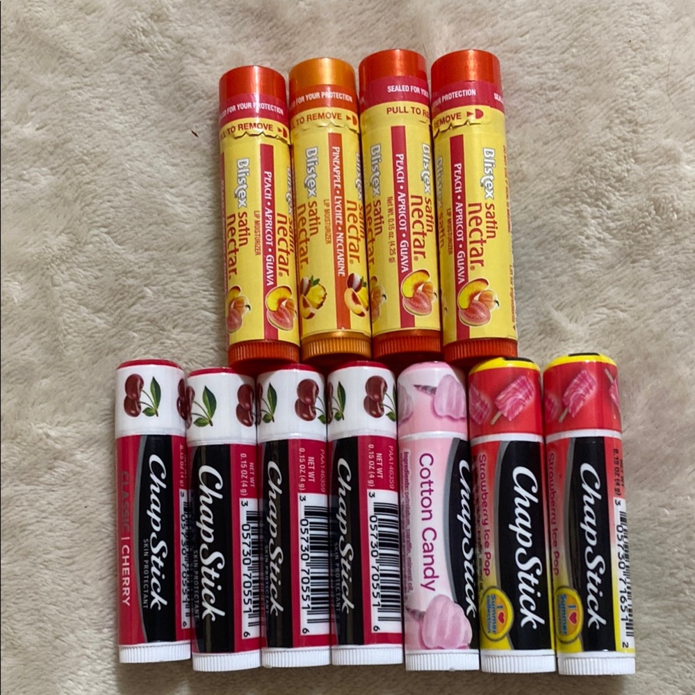 ChapStick Lip Balm and Blistex satin lips.Variety Bundle of 11 brand new.
